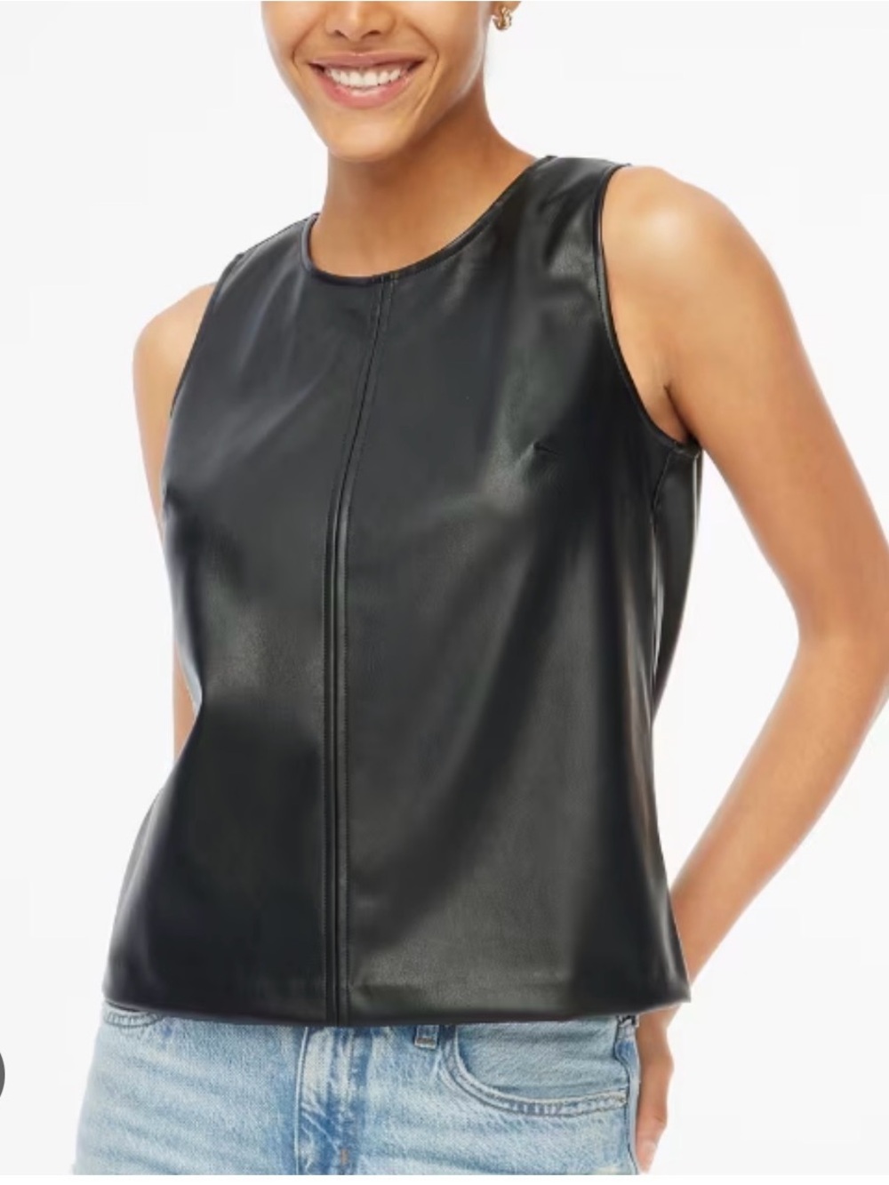 NWT J. Crew Factory Faux Leather Tank Top in Black MEDIUM